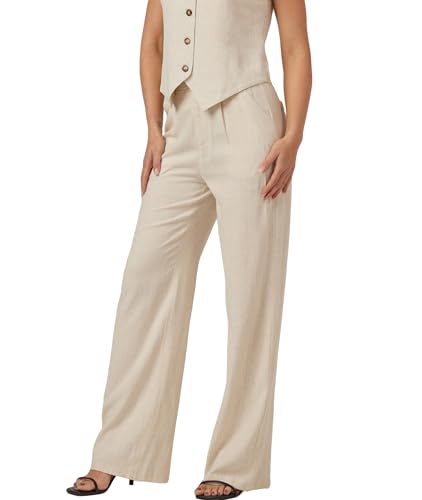 zsangbee Womens Linen Pants Summer Dressy Beach Wide Leg Linen Trouser Work Business Casual Slacks4