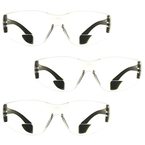 proSPORT Safety Rated Bifocal Reading Glasses +1.50 ANSI Z87 Pack of 3