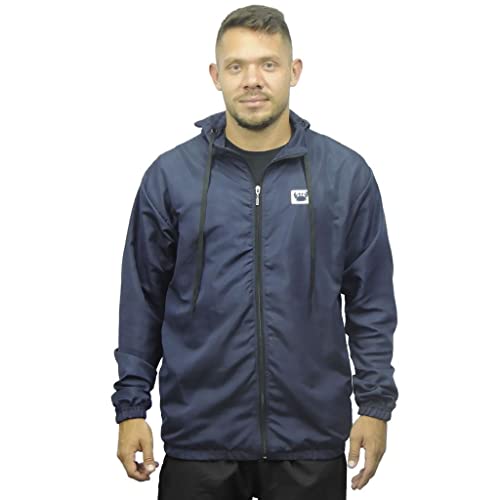Jaqueta Corta Vento Masculino Opice Liso Forro E Capuz Ajustável (GG, Azul Marinho)