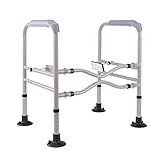 【Material de alta calidad】Pasamanos de inodoro el marco de seguridad del inodoro adopta un soporte de acero al carbono, que es fuerte y duradero, equipado con pasamanos, cómodo de usar, antideslizante, resistente para soportar hasta 330 libras y agarre firme; para garantizar la máxima seguridad, está equipado con pie de ventosa.