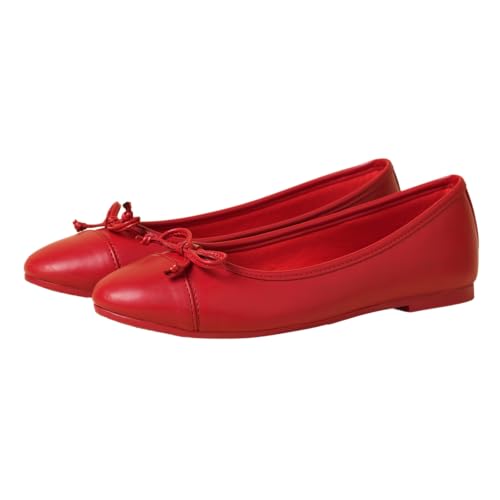 Image of Theater Swans Casual Ballet Flats for Women | Stylish Slip-on Ballerina with Bow Detail | Lightweight Comfortable Footwear with Cushioned Insole