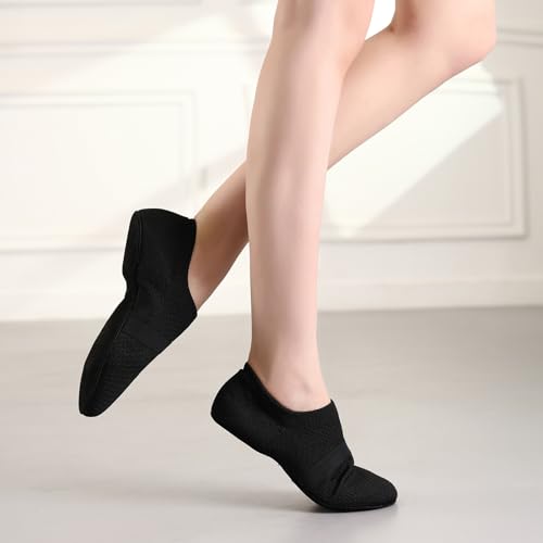 Women's Jazz Shoes Slip-on Fabric Professional Teacher Trainning Beginner Ballroom Dance Practice Shoes Dance Slippers,Model SS-PDLL3