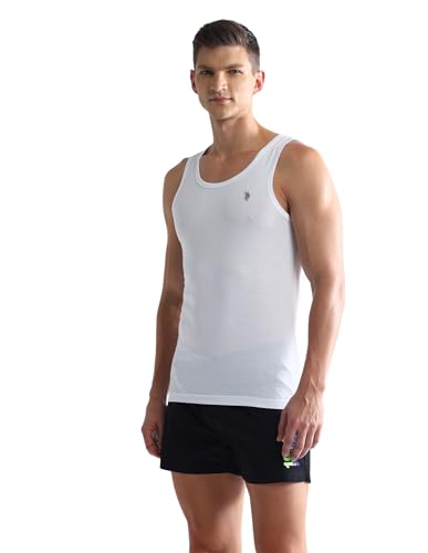 Image of U.S. Polo ASSN. Mens OEV03 Solid Cotton Vest - Pack of 2