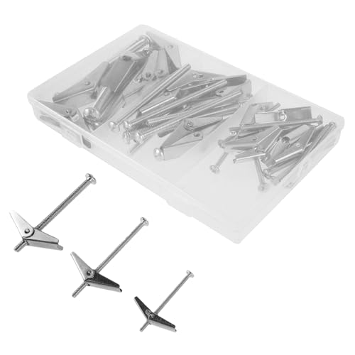 KICHOUSE Drywall Anchor Kit 24pcs Heavy Duty Toggle Bolts Galvanized Iron for Easy Installation Removal
