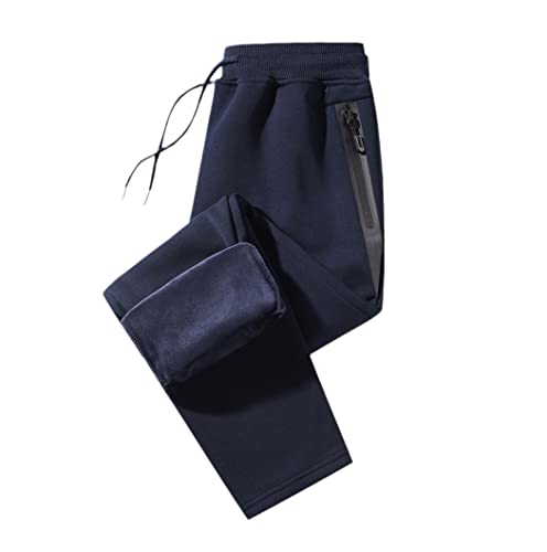 Pantalon de survêtement d'hiver chaud doublé polaire avec poches zippées sécurisées homme