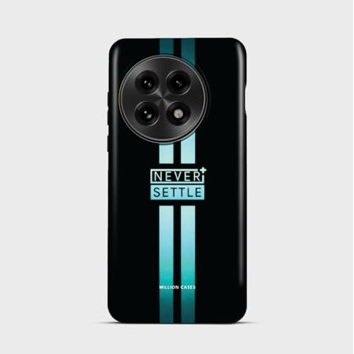Image of MILLION CASES Back Cover Case for OnePlus 12 Scratch Resistant Anti-Slip Polycarbonate Shockproof Protective Durable Never Settle Crystal Case for Men & Boys(Cyan)