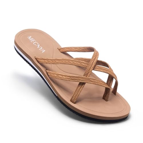 MEGNYA Women's Plantar Fasciitis Hammer Toes Sandals: Casual Arch Support Flat Feet High Arch HikingSlippers, Comfortable Fit Gowalk Summer Beach Travel Wear Fashion Sandal Brown Size 10