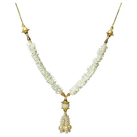 Artificial White Flowers Mala Kanti Garland Haar Mala for Idol-Mala for God Photo Frame , Pooja Sringar Articles ornament Festival Diwali Decoration and Gifts ( size 13") Cover