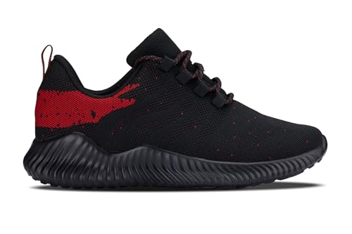 Image of CALTO Men's Invisible Height Increasing Elevator Shoes - Black /Red Ultra Lightweight Sporty Sneakers - 2.8 Inches Taller - Q215 - Size 10 D(M) US