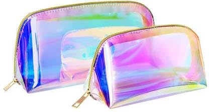 Storite 2-Set Multipurpose Transparent Travel Pouch Makeup Toiletry Kit Bag, Cosmetic Pouch for Women Makeup Organizer Bag Plastic Box Vanity, Shaving