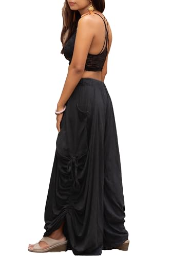 Women's Palazzo Pants Wide Leg Lounge Convertible Maxi Skirt with Pockets Casual Comfy Trousers4