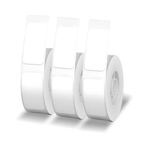 Image of Helett Ziplabel Compatible Label Tape - 12mm x 30mm (3 /8 inch x 1 3 /16 inch) | Direct Thermal Self-Adhesive Labels | 210 Labels Per Roll | Designed for HE24 Printer (No NFC Tag Required) | Pack of 3 Rolls