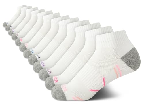 Image of Nautica Women's Quarter Cut Moisture Control Athletic Socks with Cushioned Comfort (12 Pack)