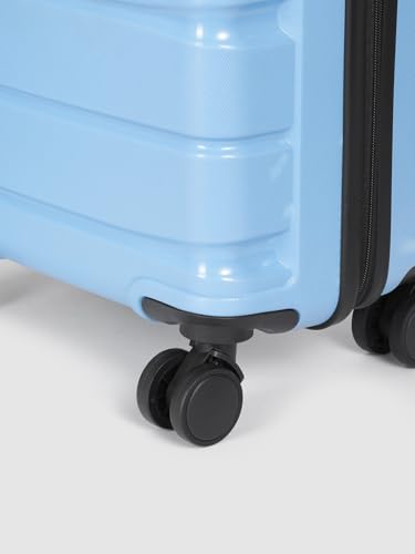 Image of Teakwood 55 CM Unisex Trolley Bag for Travel, Hard Cabin Trolley Large Travel Suitcase Bag, Lock System 360 Degree 8 Rotating Wheels (55 CM, Powder Blue)