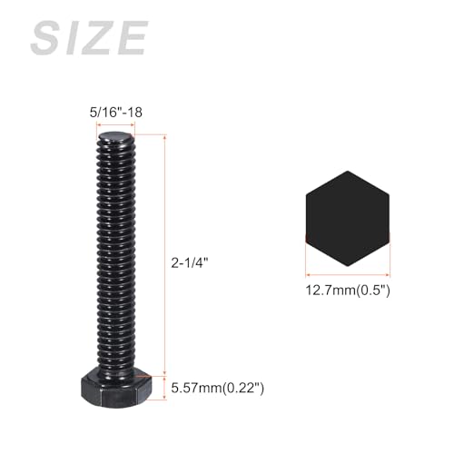 Image of METALLIXITY Hex Head Bolts (5 /16-18 x 2-1 /4 inch) 10Pcs, 304 Stainless Steel 18-8, Fully Threaded, External Hex Drive, Hex Head Screw Bolt, Black Oxide