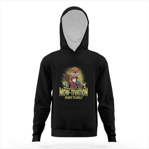 Vintage Funny Beaver Lawn mower Gardening Gift Hoodies for Teen Girls Boys Lightweight Kangaroo Pocket Sweatshirt3