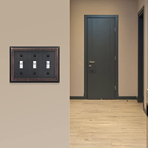 Dewenwils Triple Toggle Wallplates, Aged Bronze Light Switch Covers, Heavy Duty Matel Material, Pack Of 2 #TOP7
