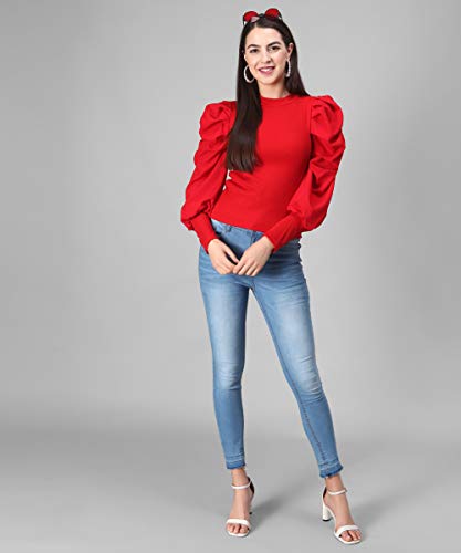 Image of FUNDAY FASHION Women's Cotton Full Sleevs Flurred Regular Fit Top