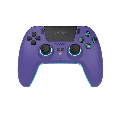 ASRVA Purple Wireless Pro Controller for P5, Hall Effect Joystick No Drift, 2 Back Paddles, Macro, Gyro, 1000mAh, RGB, Compatible with P5/Pro/Slim/PC/iOS/Android