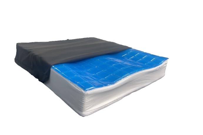 Cojín Antiescaras De Espuma Viscoelástica. Cojín Anatómico con Funda con Gel De Poliuretano. Tratamiento Sanitized Y Antiácaros. Funda Exterior PU de Color Negro. (43x42x7 cm)