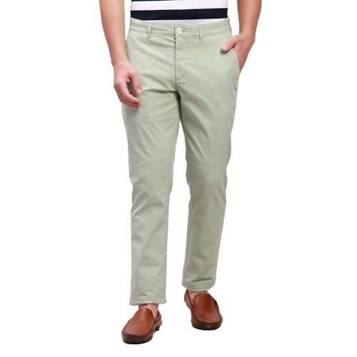 Image of Colorplus Nuvo Fit Cotton Nylon Blend Solid Piece Dyed Pattern Flat Front Casual Trouser