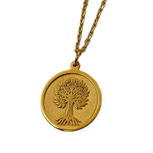 Collier Arbre de Vie argent et or avec pendentif 24 mm et chaîne câble mixte