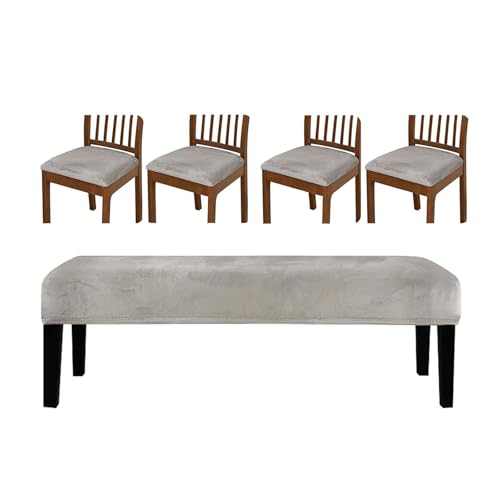 5Pieces Skin Friendly Silver Fleece Chair Cover Elastic Binding Easy Assembly Quick Install