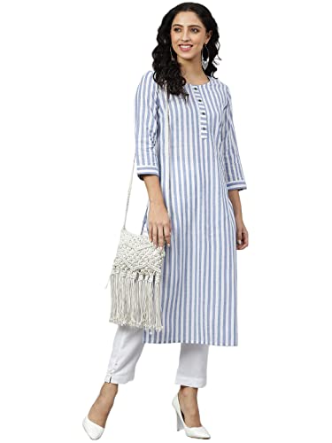 Image of ANNI DESIGNER Women's Cotton Blend Straight Fit Kurta