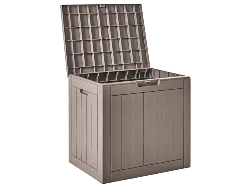 Beliani Coffre de Rangement de Jardin en Polypropylène 56 x 53 cm Meuble d'Extérieur Taupe Recife