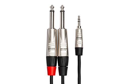 Cable Hosa HMP-006Y Pro Stereo 3.5mm TRS a dual 1/4 TS 6 pies miniatura 3