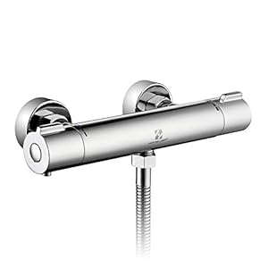 HOMELODY 40°C Duschthermostat Duscharmatur Armatur Dusche Duscharmatur mit Temperatureinstellung Brause Thermostatarmatur aus 59 Messing Bad Mischbatterie Chrom