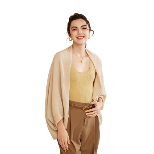 Cashmere Wrap Sweater for Women Warm Shawl Blanket Scarf with Sleeves Open Front Poncho Pashmina Shall with Two Shawl Clips2