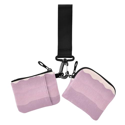 Portafoglio doppio da sfumato a porta biglietti da visita sottile piatto da organizer per soldi con portachiavi per le donne 2 pezzi a 1 donna righe viola