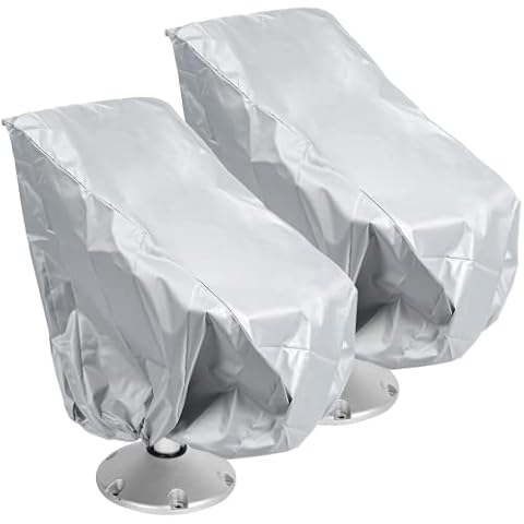 Epicover 2 Pack Boat Seat Covers, 420D Pontoon Captain Chair Cover Waterproof, Pedestal Bench Seat Cover UV Resistant, Silver Oxford Fabric Helm Chair Protective Covers Cover