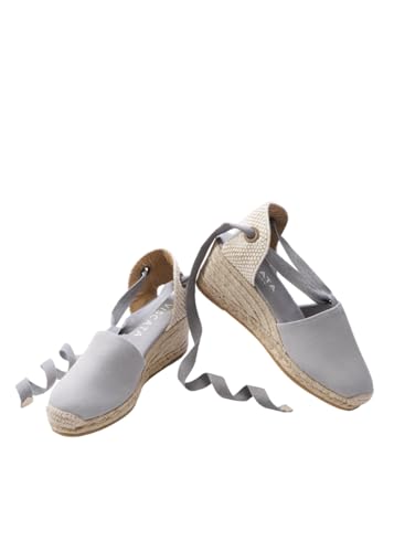VISCATA Escala Espadrille Canvas Wedges with Sleek Ankle Laces Women's Lace Up Shoes Handmade in Spain Organic Cotton Canvas and 100% Natural Jute Midsole for All Occasions