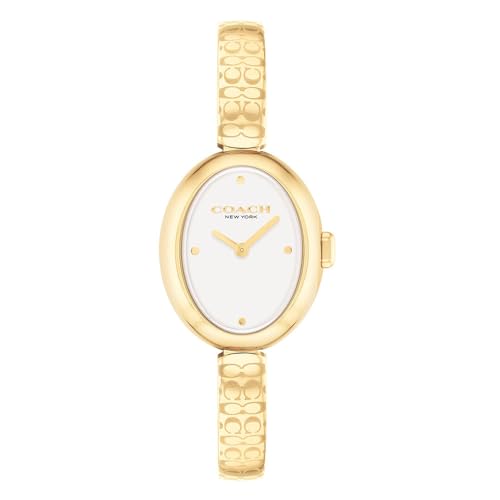 COACH WOMENS WHITE DIAL IONIC PLATED THIN GOLD STEEL BRACELET WATCH - 14504528