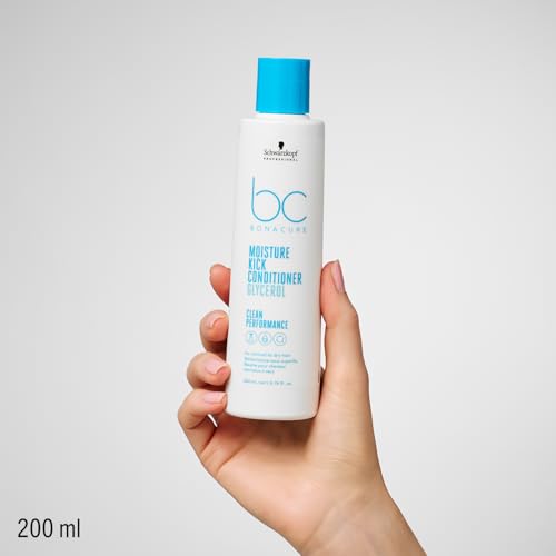 Schwarzkopf Professional Bonacure Moisture Kick Conditioner For Normal To Dry Hair Vegan Care Complex Glycerol Moisturised Hair Feel Improved Manageability Elasticity Detangling 200 ml