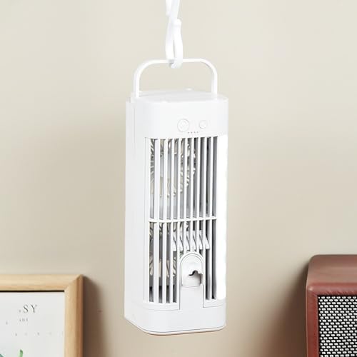 Enfriador de aire compacto USB para uso en escritorio, mini aire acondicionado ligero con velocidades ajustables (2400 mAh)