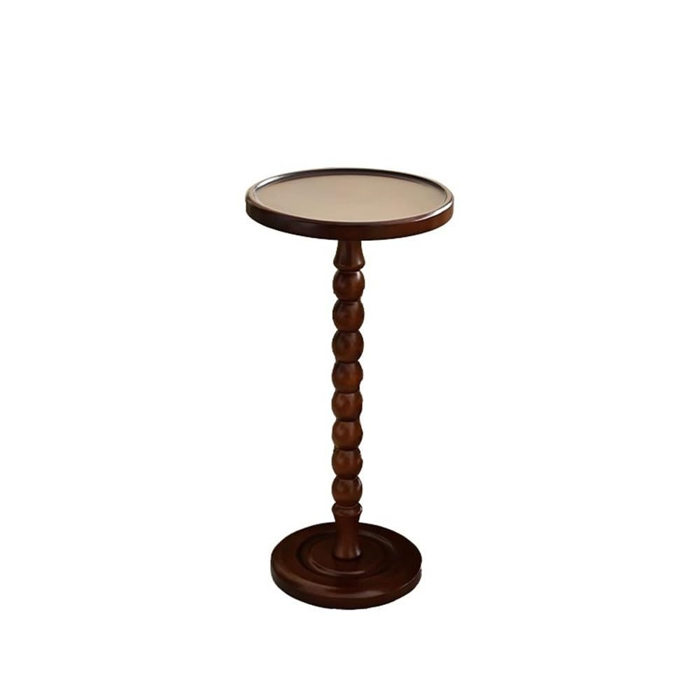 ZTHYSHOZ Coffee Table Wooden Round Small Side Table Retro Sofa Storage Tray Bedside Balcony(Bruin,Small)
