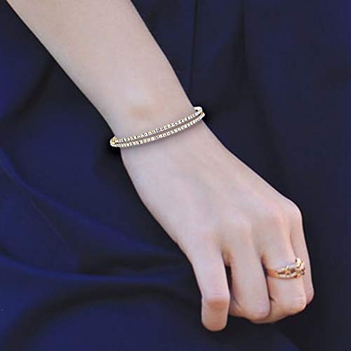 NTLX Crystal Bracelet for Women - Rhinestone Coil Bangle Bracelet – Flexible & Adjustable - Silver & Gold Plated - Bridal, Wedding, Prom, Party, Pageant, Evening, Casual, Tennis Bracelet with Gift Box4