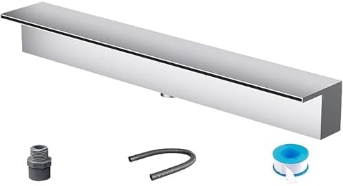 Customizable 69in Stainless Steel Pool Waterfall Fountain Kit - Easy Install with PVC Connector, Sealing Tape & Soft Tube for Backyard Oasis, Garden Water Feature, Outdoor Decor