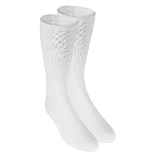 Image of Truform Medical Compression Socks for Men and Women, 8-15 mmHg Crew Length to Mid-Calf, White, X-Small