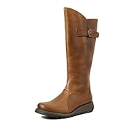 FLY London Womens MOL 2 Rug Camel Premium Leather Tall Biker Boots Size 8