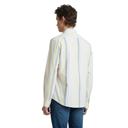 Image of Pepe Jeans Men's Casual Shirt | Striped Shirt for Men| Regular Fit | Vertical Stripes | Full Sleeve | Available in Plus Size