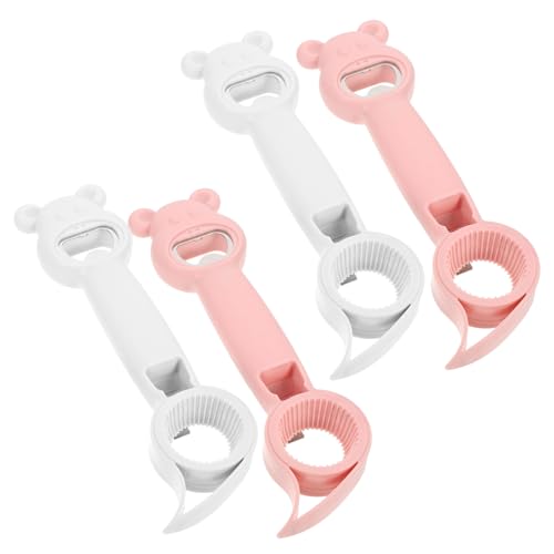 Frcolor 4個 多機能点耐摩耗コルクスクリュー ビール蓋オープナー 家用瓶蓋開け器 持ちやすいグリップ付き ワイン栓抜き ジャー蓋簡単除去