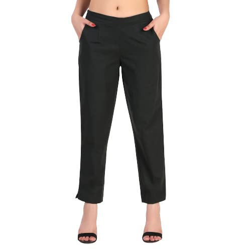 Women's 100% Cotton Casual Pant | Ankle Length Regular fit Cotton Trouser | Straight Fit Pants for Formal, Office, Casual and Daily Outdoor Lifestyle (Gray)-picture-53