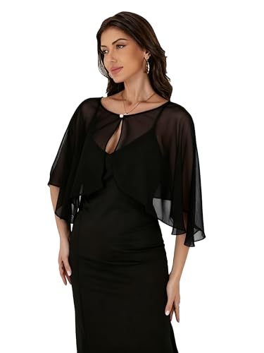 Women's Capelet Shawls and Wraps for Evening Dresses Soft Bridesmaid Shawl Chiffon Cape Wedding Cover Up2