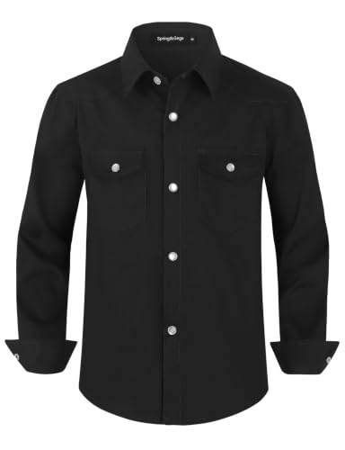 Image of Spring&Gege Boys Long Sleeve Western Cowboys Pearl Snap Button Down Shirts (3-14 Years)