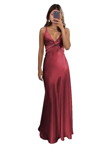 Halter Prom Dresses Long Silk Satin Bridesmaid Dress Bowknot Mermaid Formal Evening Gowns for Women Wedding Guest