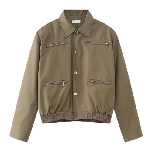 Veste pour hommes ample et zippée marron en taille XL confortable